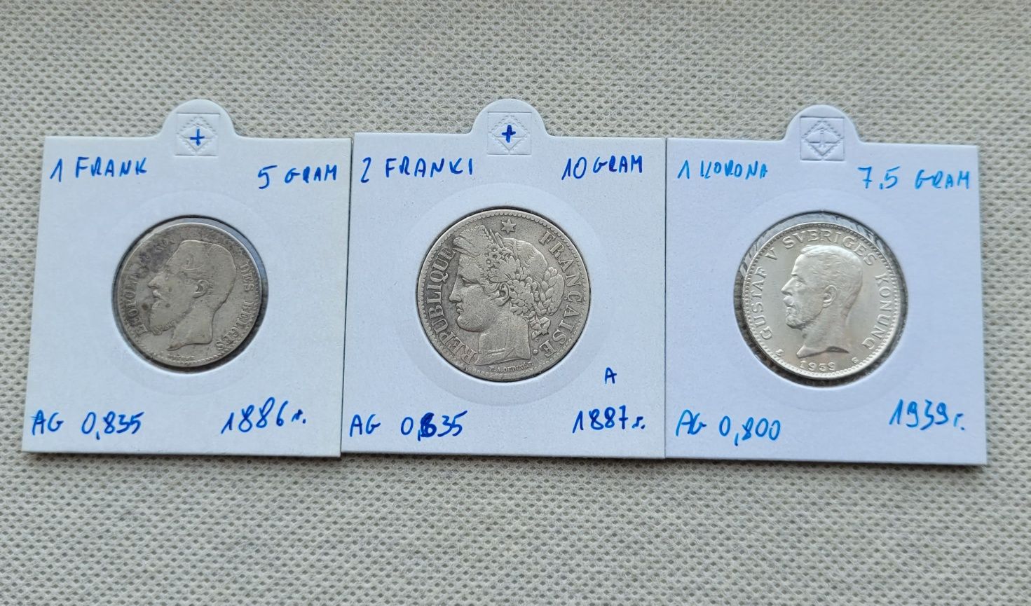 Zestaw 3 srebrnych monet kolekcjonerskich
