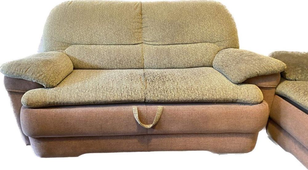 Kanapy i fotel komplet do domu sofa kanapa zielona bezowa