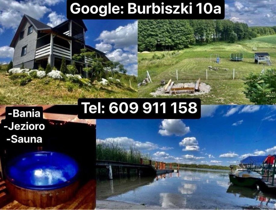 Całoroczny dom nad jeziorem, bania, jacuzzi, własna linia brzegowa