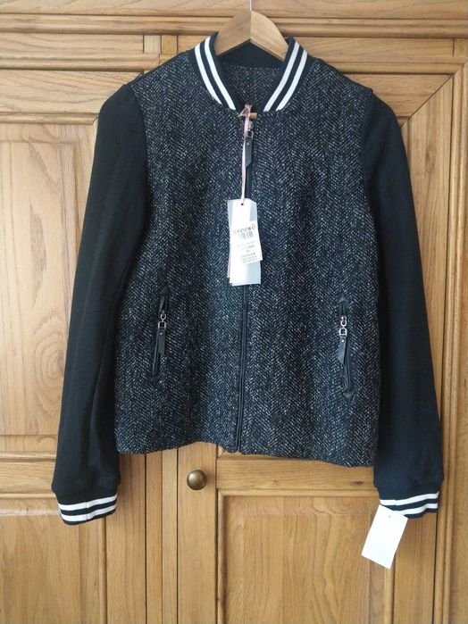 Nowa Elegancka Wełniana Paris Sweewe Piekna kurtka M/L żakiet jodełka