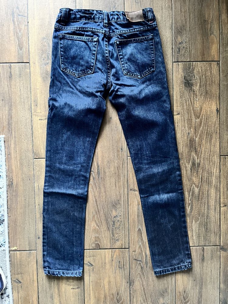 152 monoprix spodnie jeansowe prosta nogawka regulacja w pasie