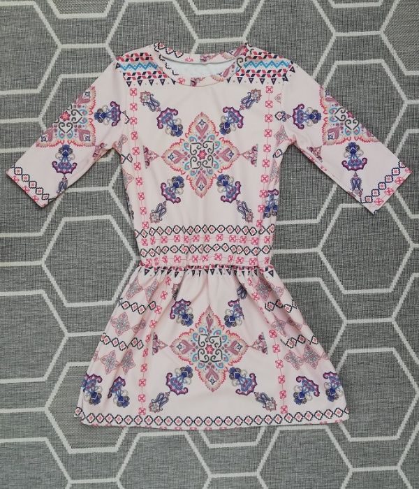 Sukienka S M święta boho pudrowy róż azteckie wesele