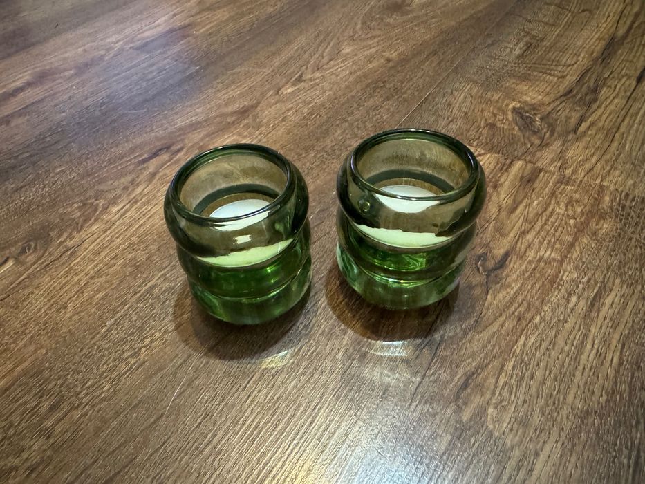 Świeczniki zielone dwustronne na świeczki długie i tealighty