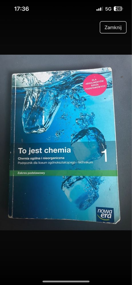 ksiazki klasa 1, polski, fizyka, chemia, biologia