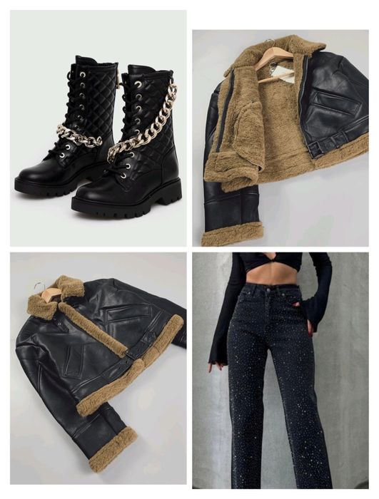 Дублянка зима коротка коричнева чорна авіатор