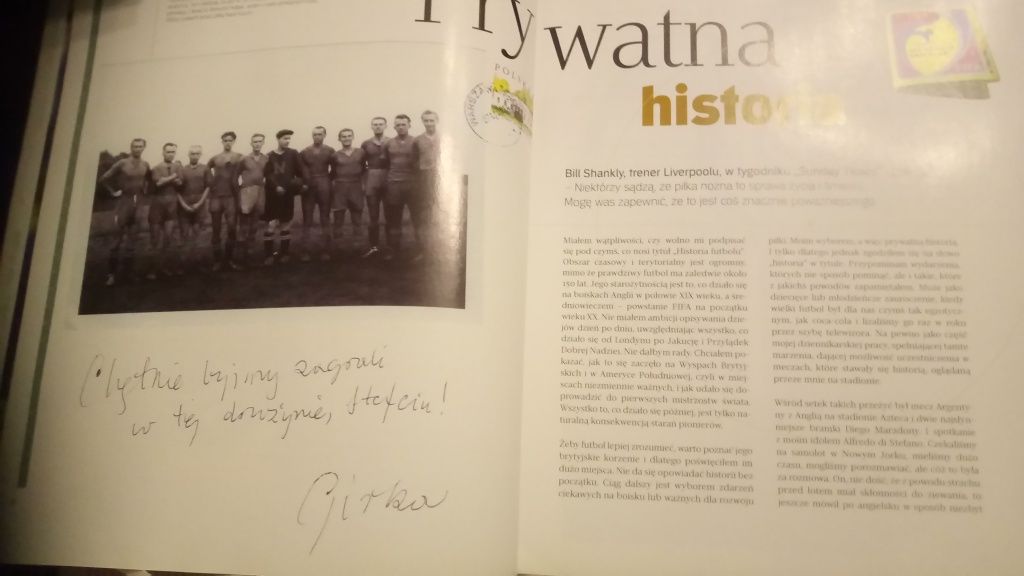 Moja prywatna historia futbolu-Stefan Szczepłek plus autograf Górki