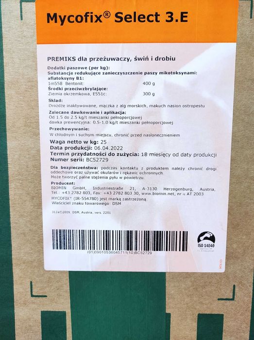 Mycofix Select 3E preparat na mykotoksyny mikotoksyny w paszach 25kg