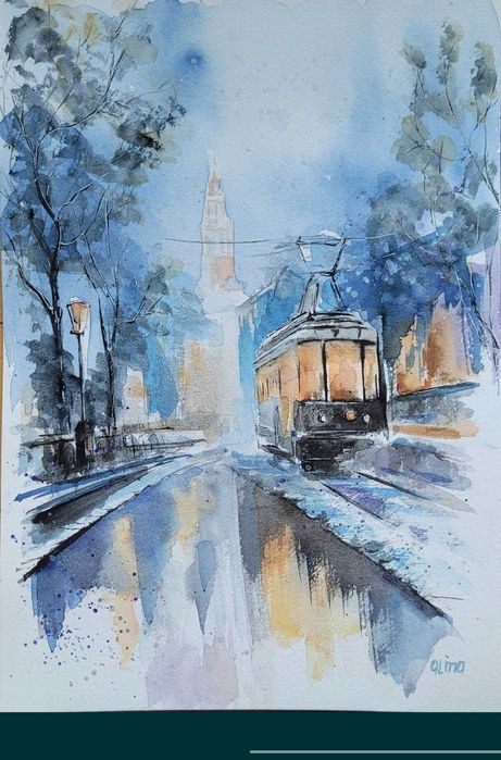 Obraz ręcznie malowany Tramwaj