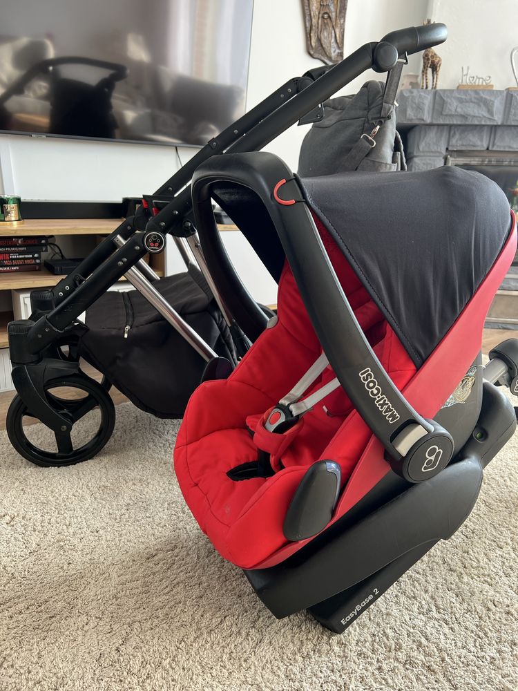 Wozek dzieciecy 4w1 z baza isofix komplet