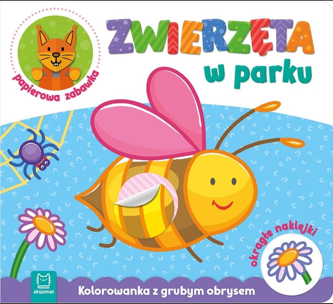 Kolorowanka z grubym  obrysem Zwierzęta w parku