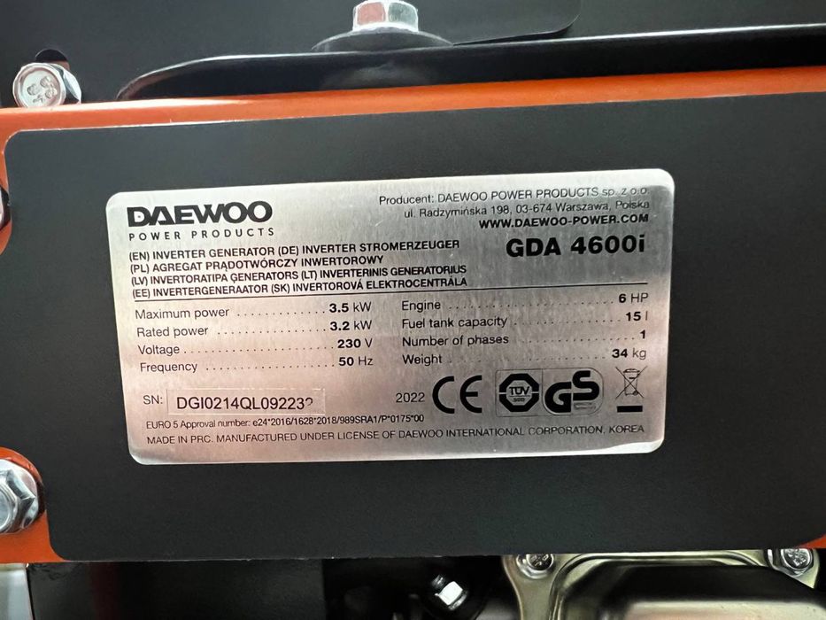 Інверторний бензиновий генератор Daewoo Power GDA 4600i