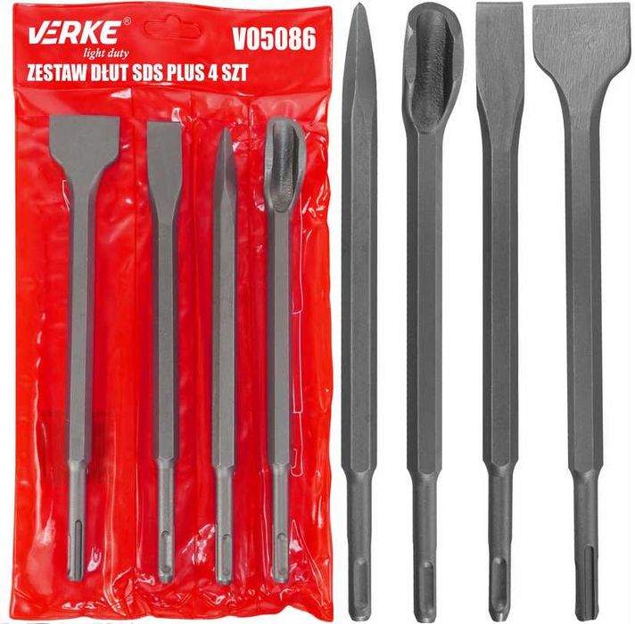 Dłuta dłuto betonu bruzdowania zestaw  ŁOPATKA PŁASKIE SDS+ PLUS 4 szt
