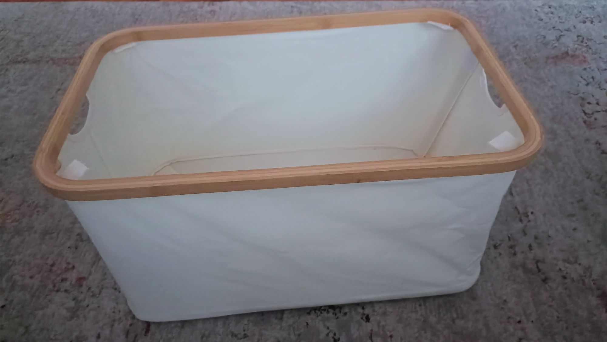 Składany kosz bambus+tkanina Oxford - duży 54x33x29cm