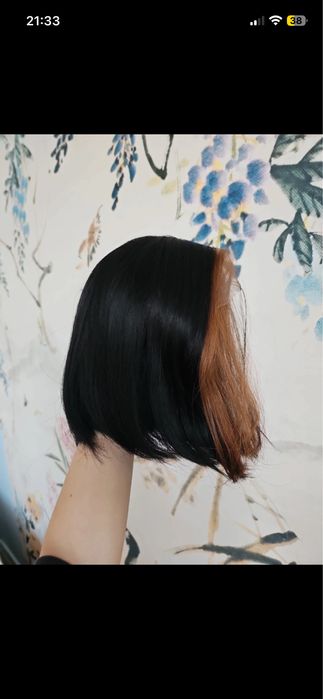 Peruka czarna lace front krotka