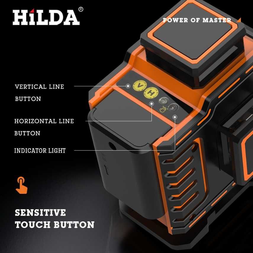 NEW 2024 Лазерний рівень Hilda 4D нова модель Premium