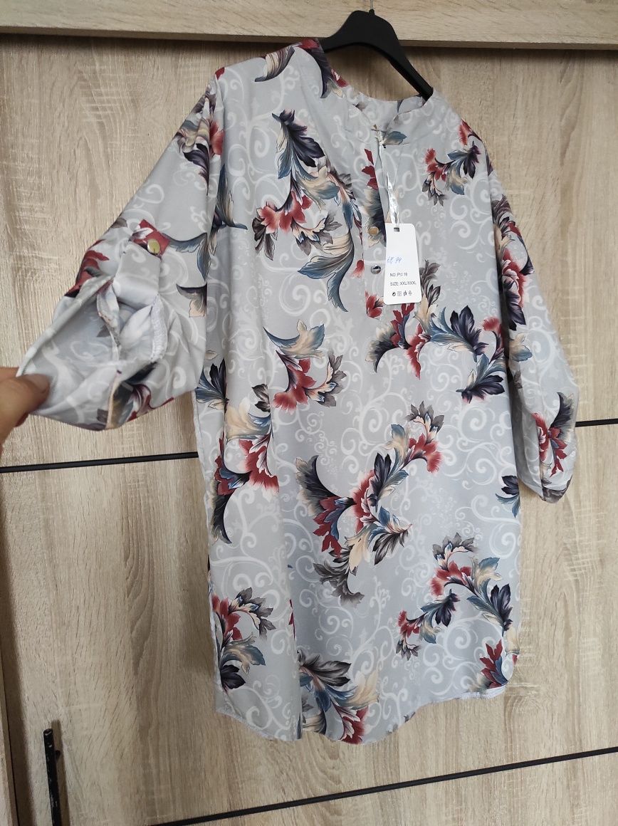 Koszula stójka wzory Boho retro vintage plus size