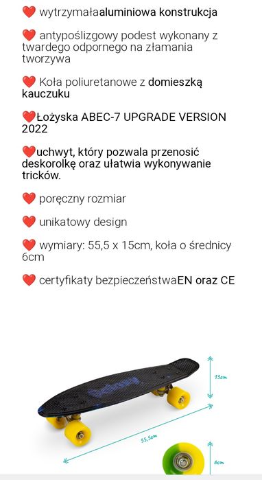 Deskorolka Galaxy od 3 lat (50kg)