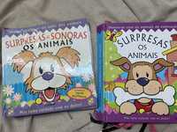 2 livros de animais com ilustrações salientes