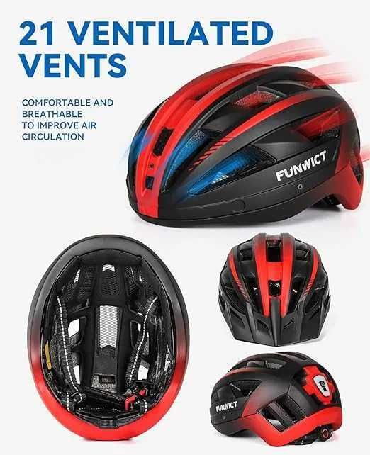 Kask rowerowy  damski z okularami magnetycznymi i ładowanym  USB ROZ M