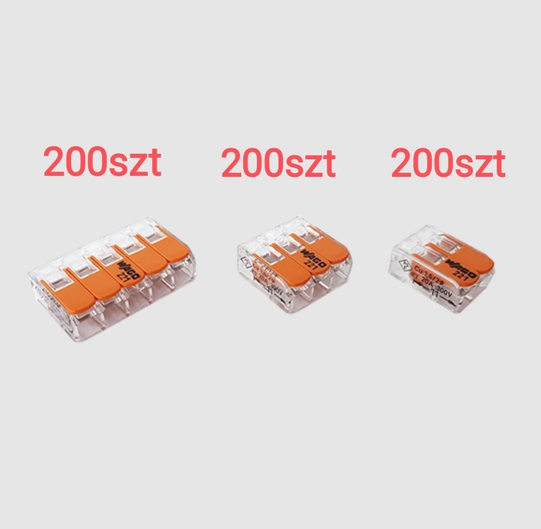 Szybkozłączki 221-412 Wago 221-413 Compact 600 sztuk 221-415