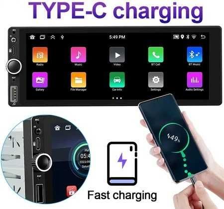 1Din Магнітола c GPS/ WiFi, 4/64Gb 6,9" IPS Экран Carplay Android Auto