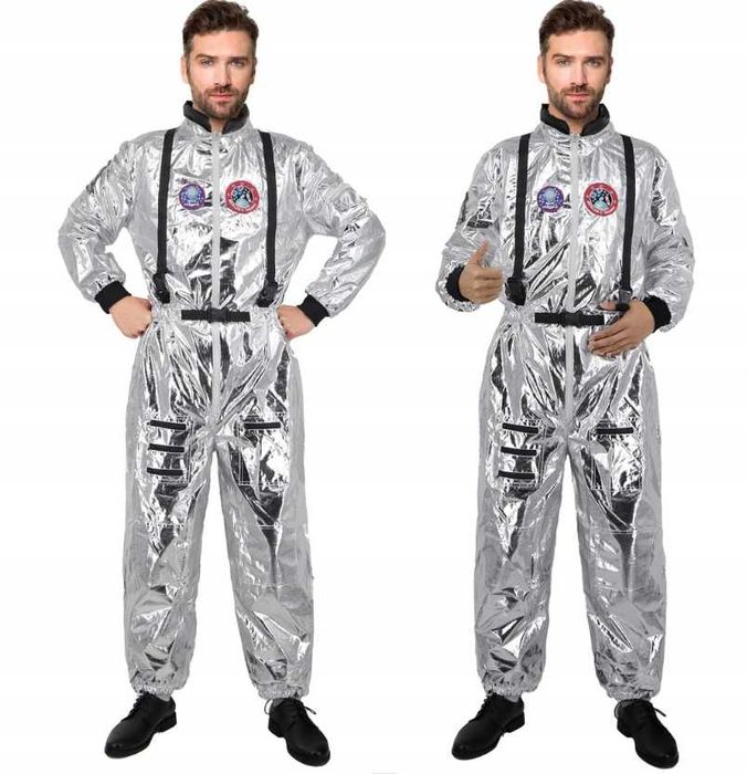 Kostium przebranie męskie M Astronauta Srebrne dla dorosłych + kask