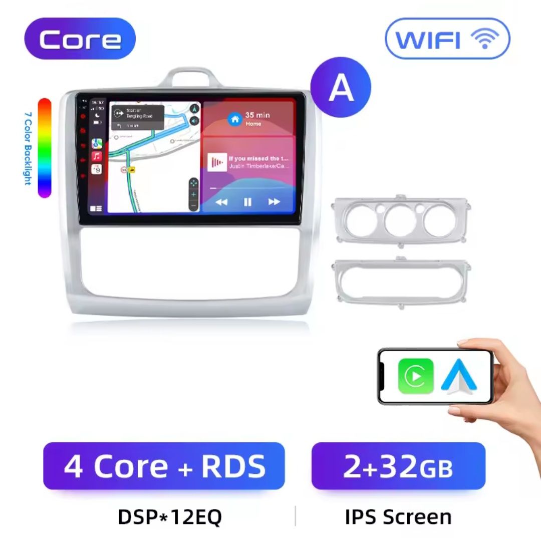 Rádio Android CARPLAY WIFI GPS 2/32GB BLUETOOTH Ford Focus 2 e 3 NOVO