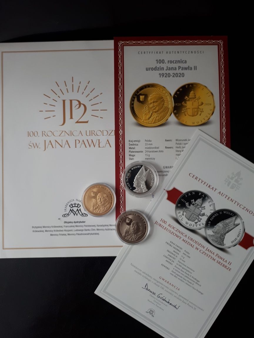 Medal z Janem Pawłem II srebro 3szt