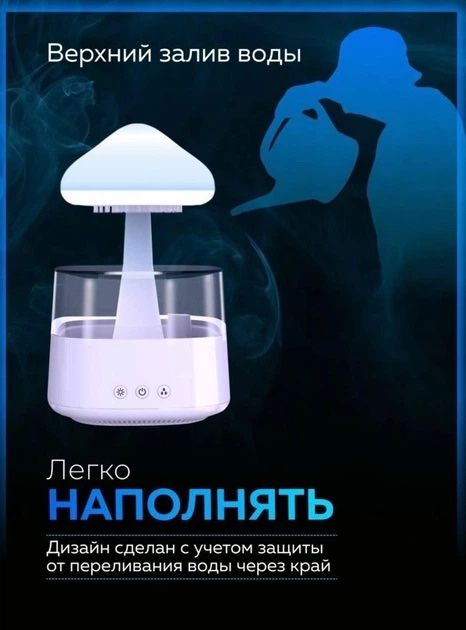 Зволожувач повітря з ночником з ефектом дождя, увлажнитель воздуха