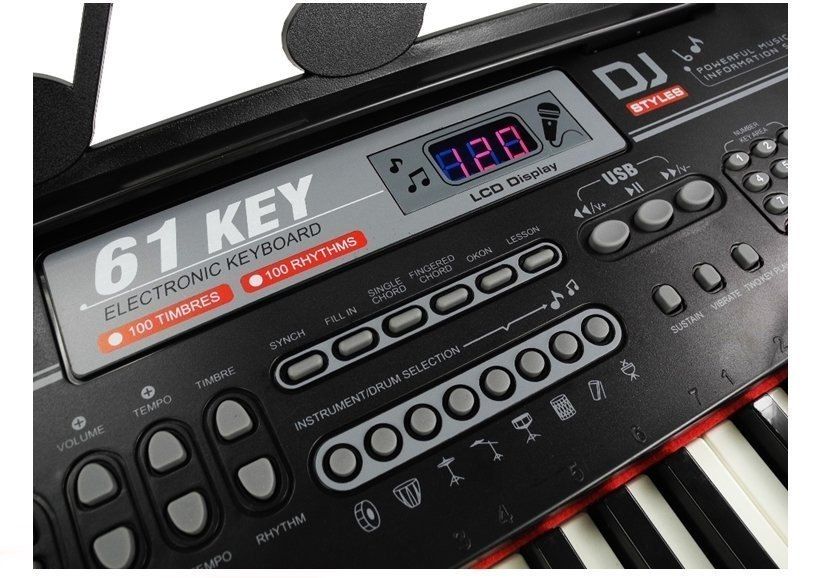 keyboard organy 328-06 mikrofon zasilacz czarny