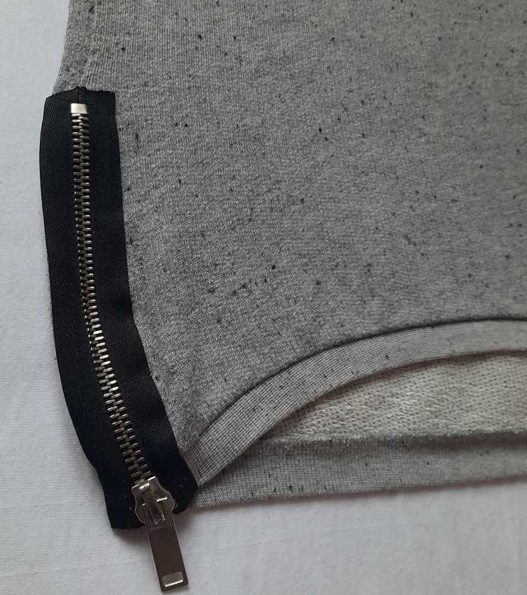 Stradivarius super tunika tłoczony ptak ciepła długa szara bluza S S/M
