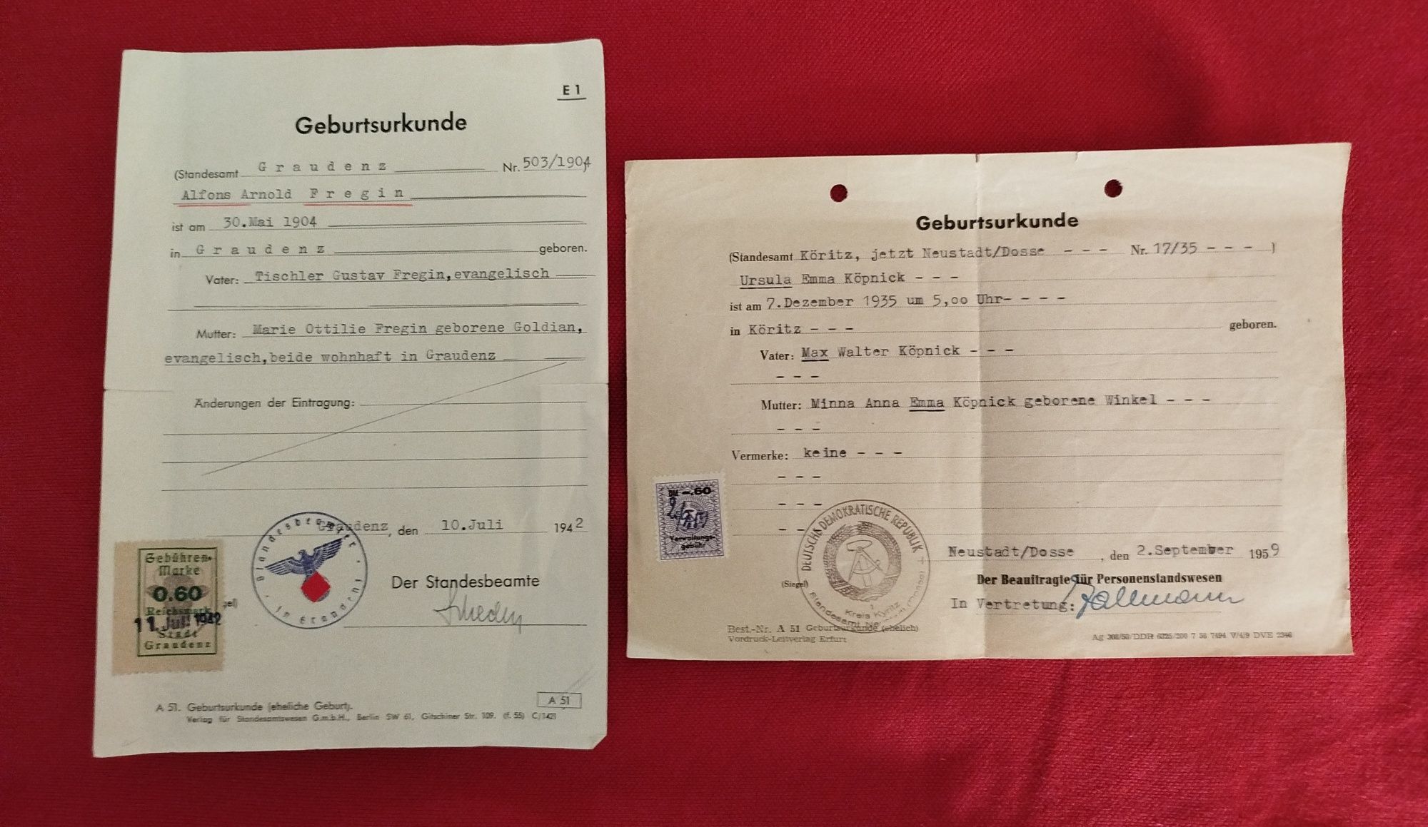 Familien Stammbuch dokument III Rzesza