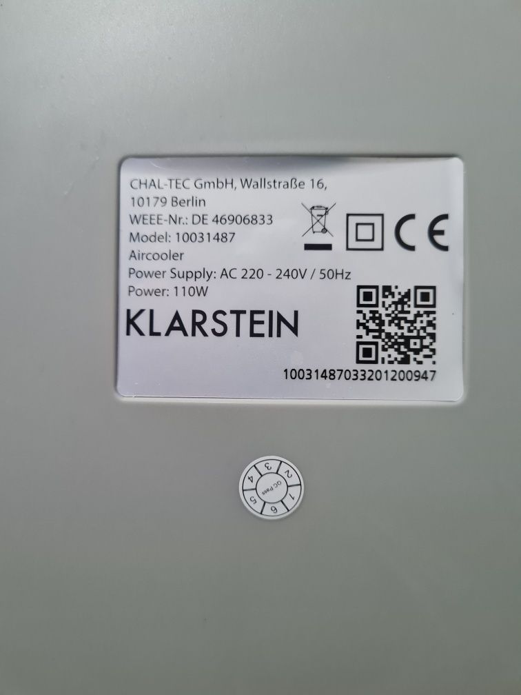 Охолоджувач повітря Klarstein з Німеччини