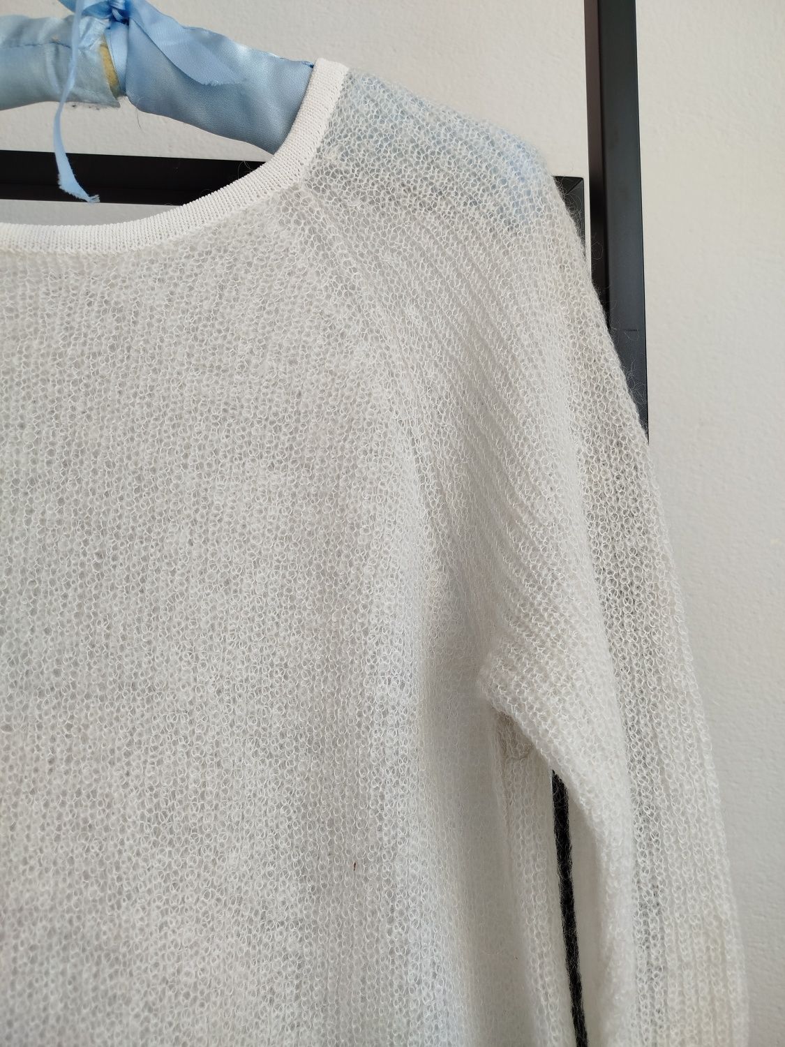 Sweterek cienki ,mohair 12 RIVER ISLAND białokremowy