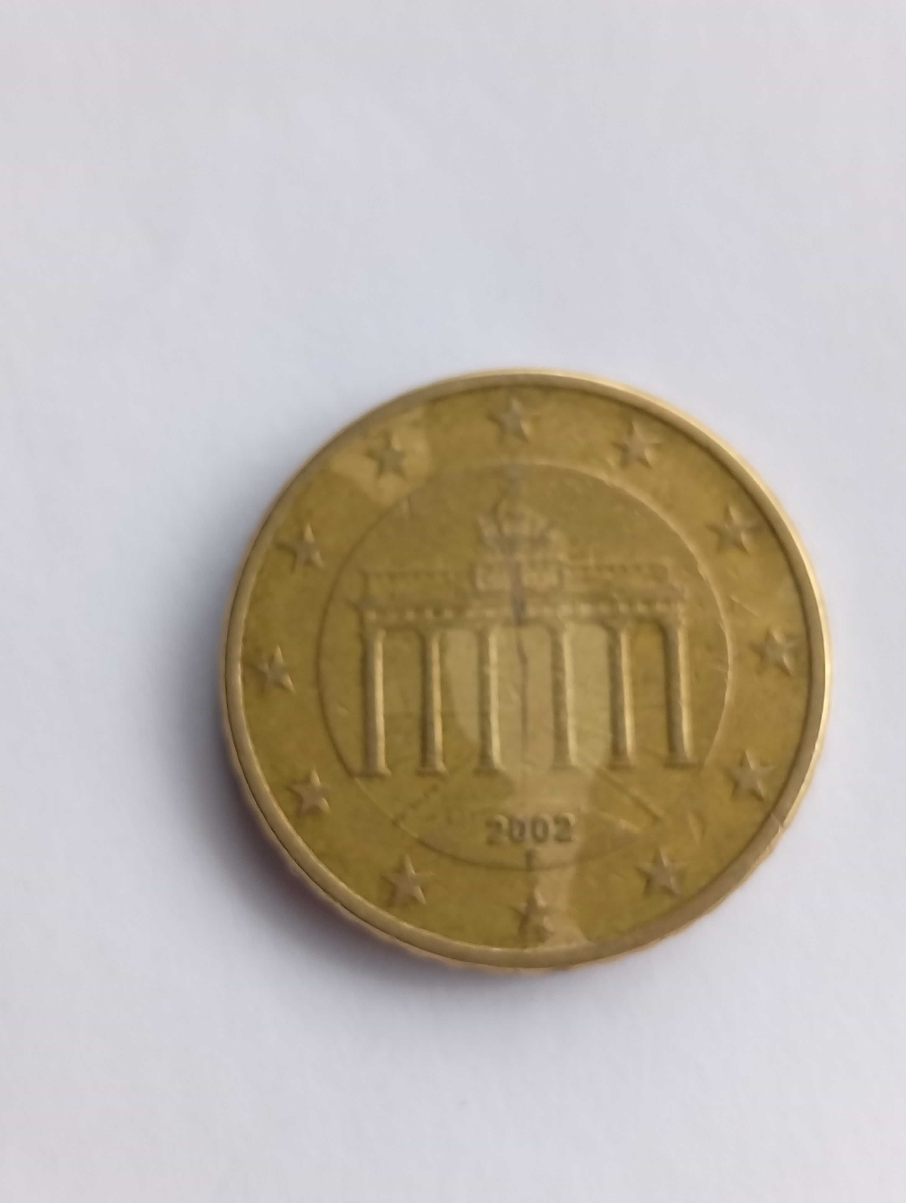 Moeda de 50 cêntimos esquisita e curiosa, Alemanha, 2002, letra F
