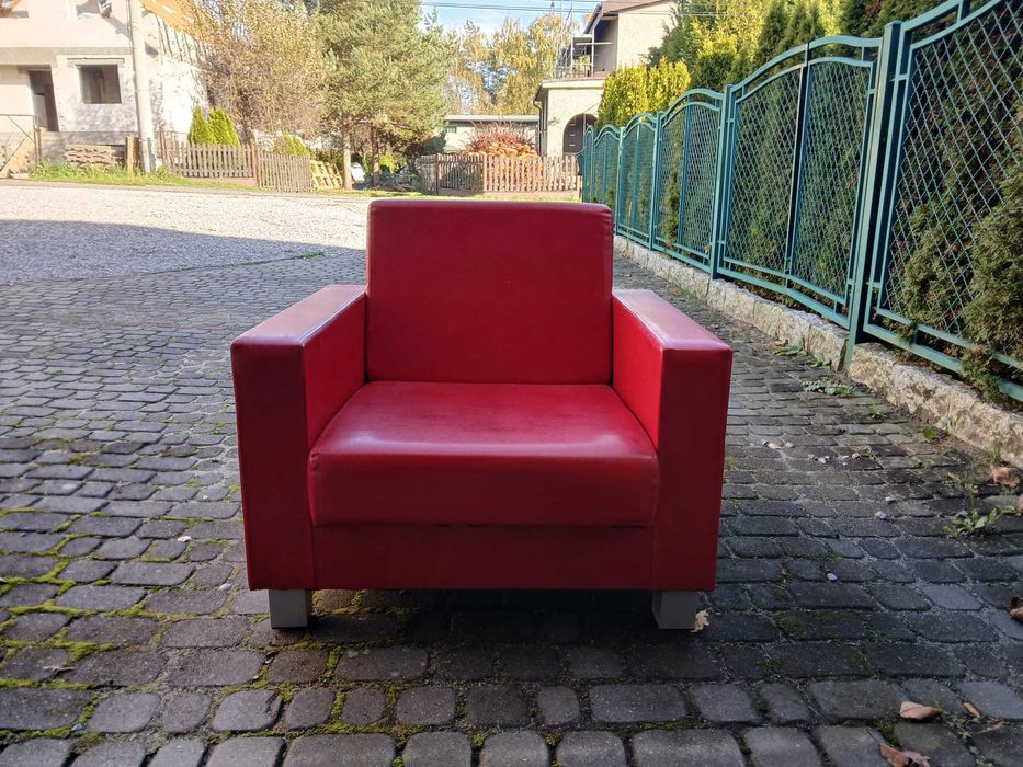 Fotel Czerwony z Eco Skóra