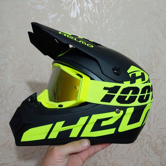 Кросовий шолом. Шлем з козирком. Мотошлем кводроцикл мотокрос ендуро