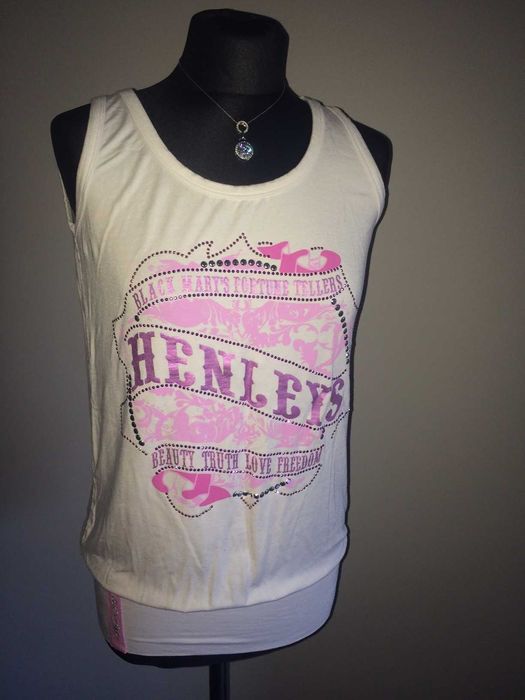 Nowa biała bluzka tunika Henleys UK rozm. S wiskoza