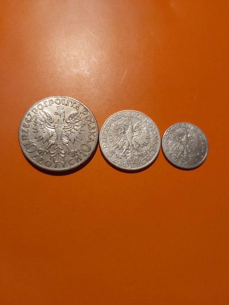 Zestaw II Rp, Jadwiga 10, 5, 2 Złote 1932, 1933, 1934. Srebro