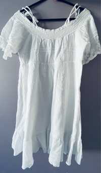 Calzedonia biała mini sukienka plażowa koronka S