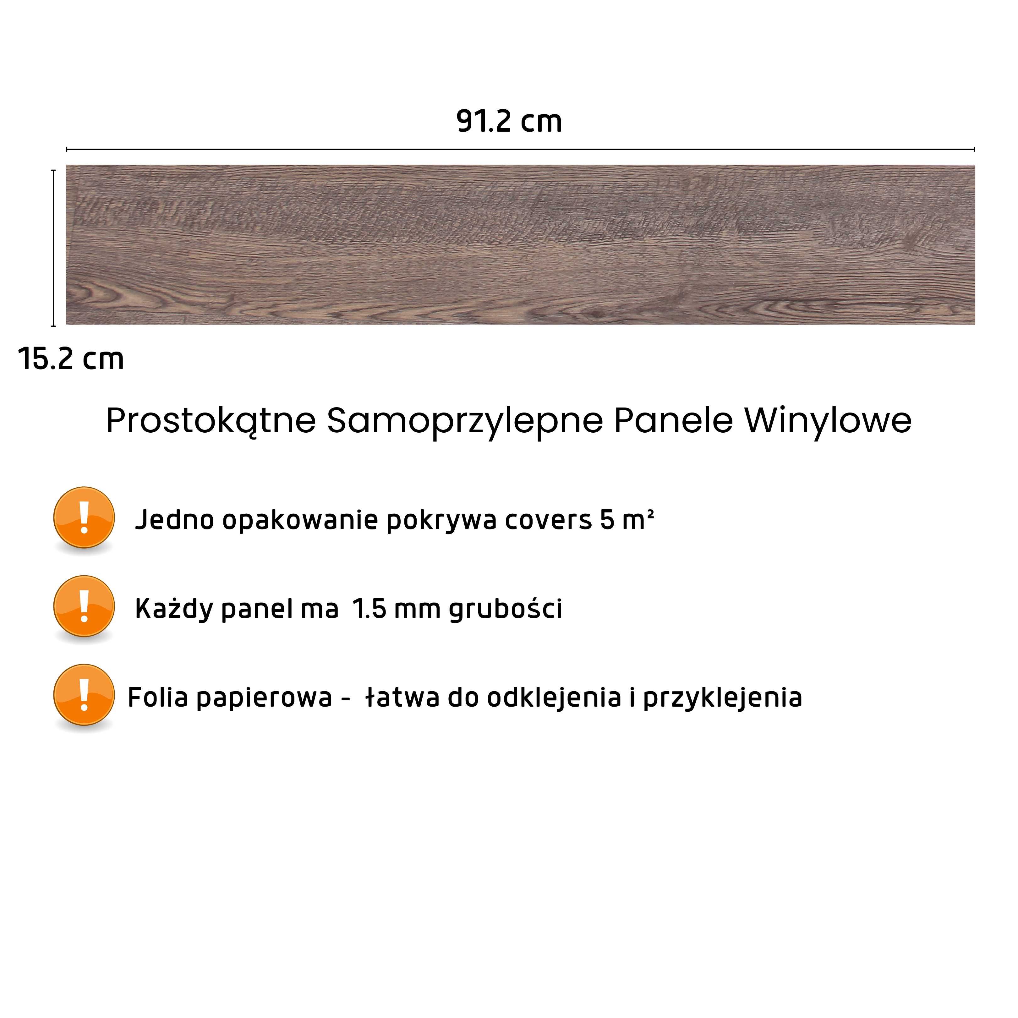 Panele Winylowe Rustykalny Dąb 5m Samoprzylepne Deski Ciem Beżowy Brąz