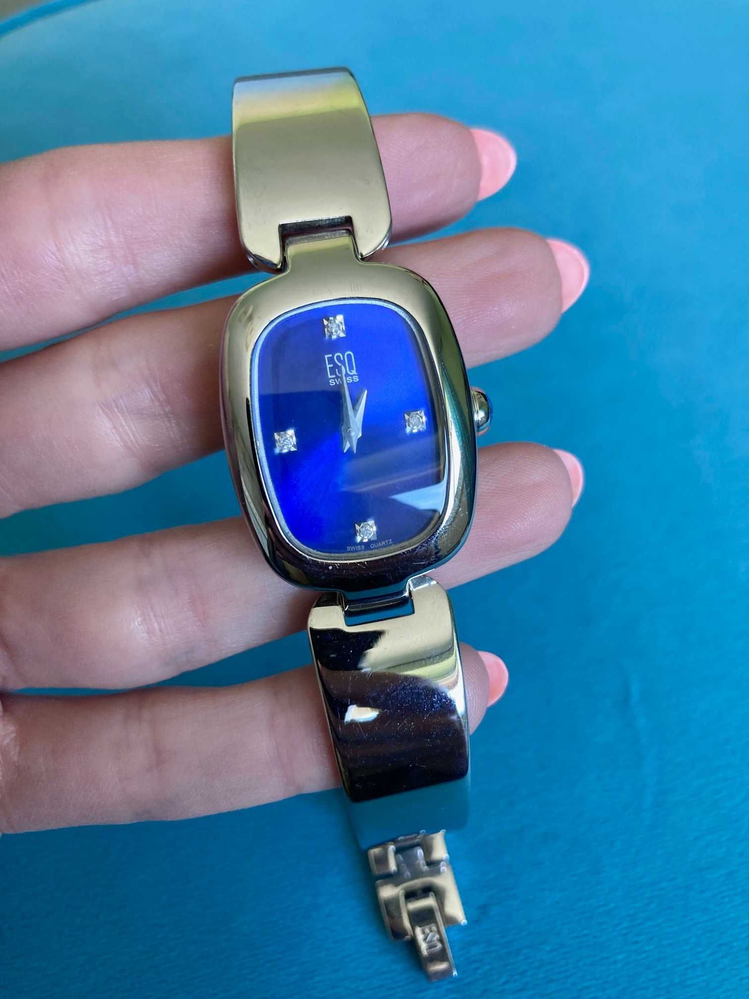 Piękny damski srebrny zegarek bransoleta na rękę ESQ Swiss