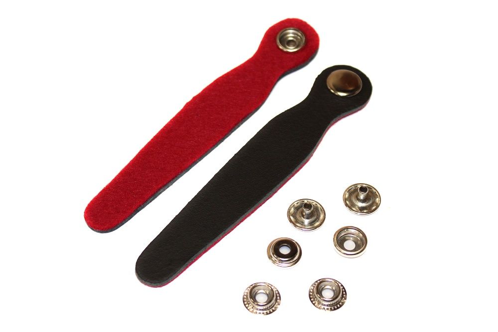 Paski spinające miech akordeonu BLACK/RED skóra/filc (komplet 2 szt)