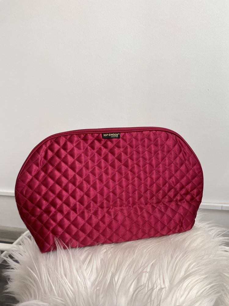 Topchoice nowa bordowa kosmetyczka pojemna nylon