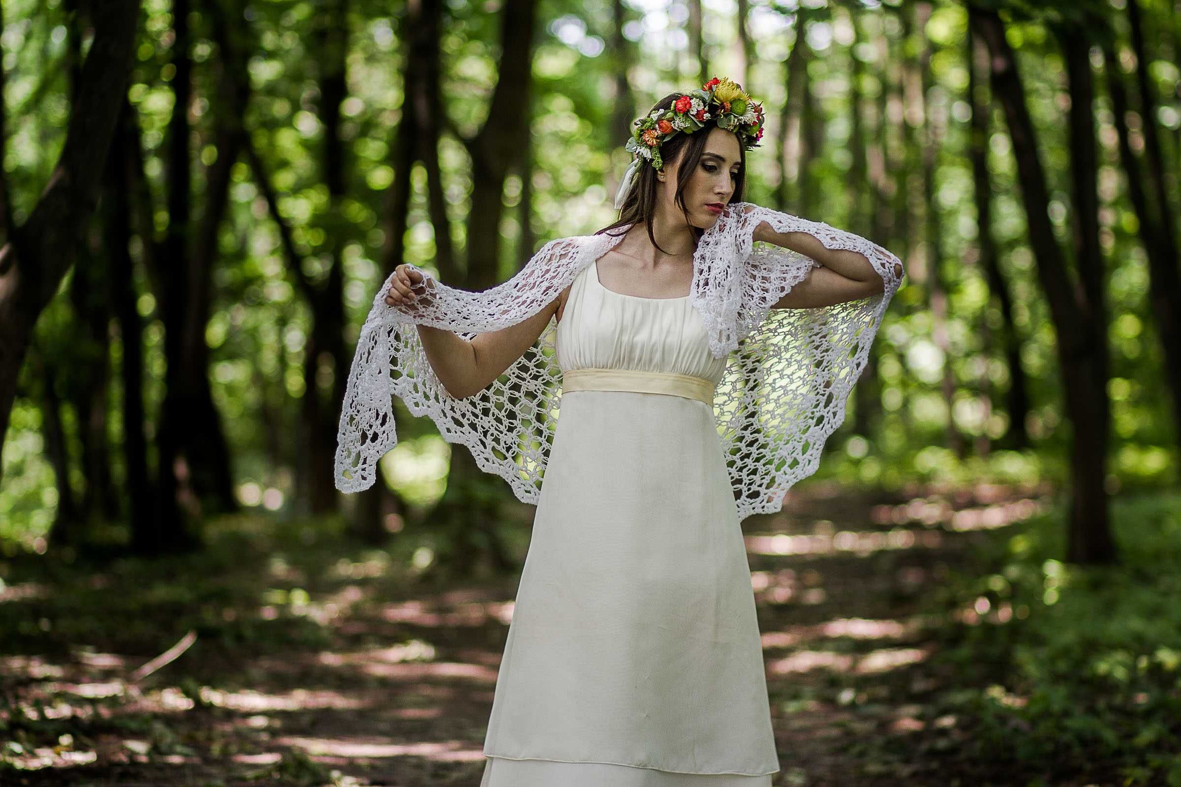 Chusta ślubna, narzutka do ślubu, chusta boho szydełkowa handmade