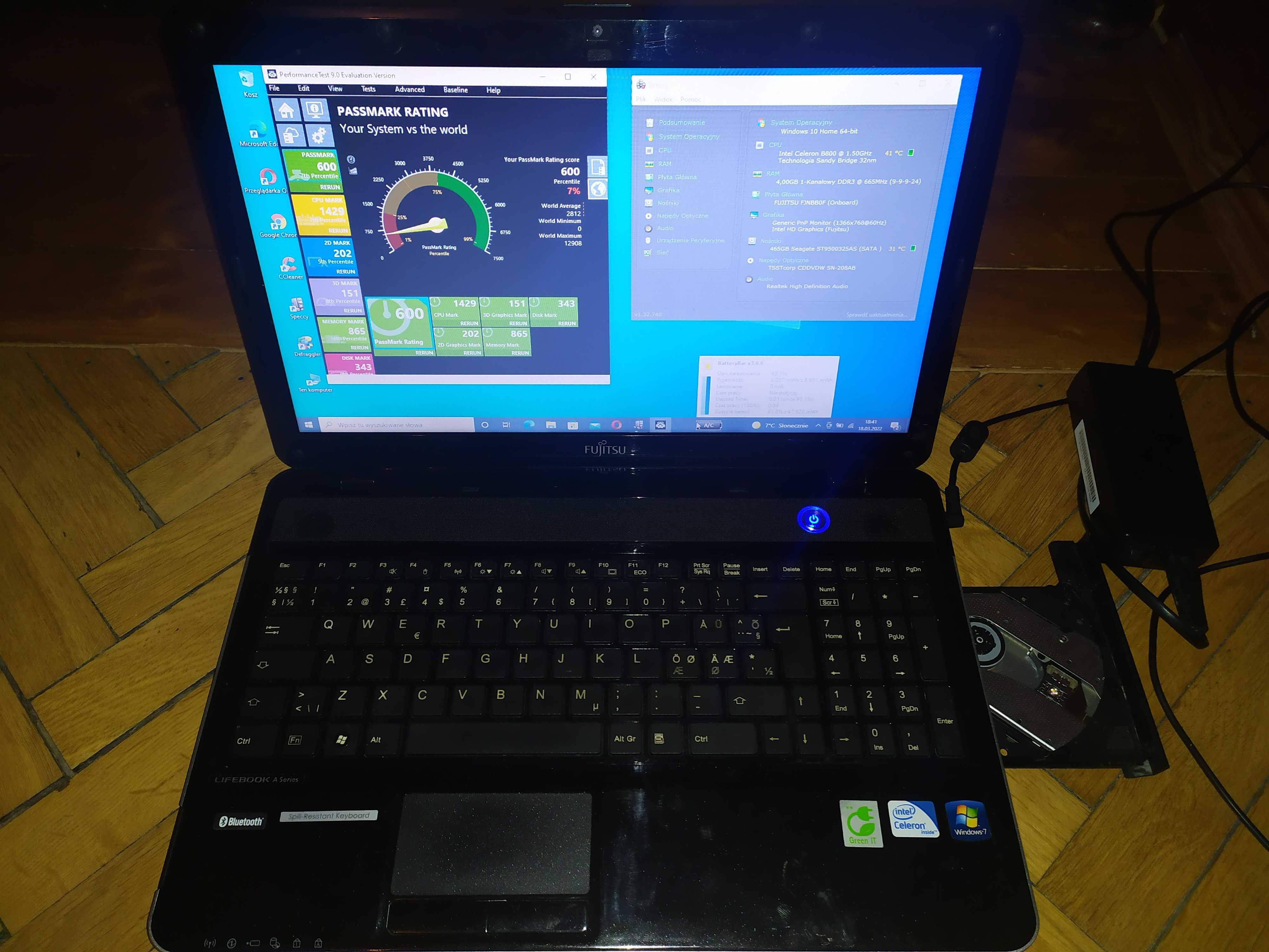Laptop 15,6 Lifebook FUJITSU ASUS AH531 Intel DUO WIN 10 SSD HDMI