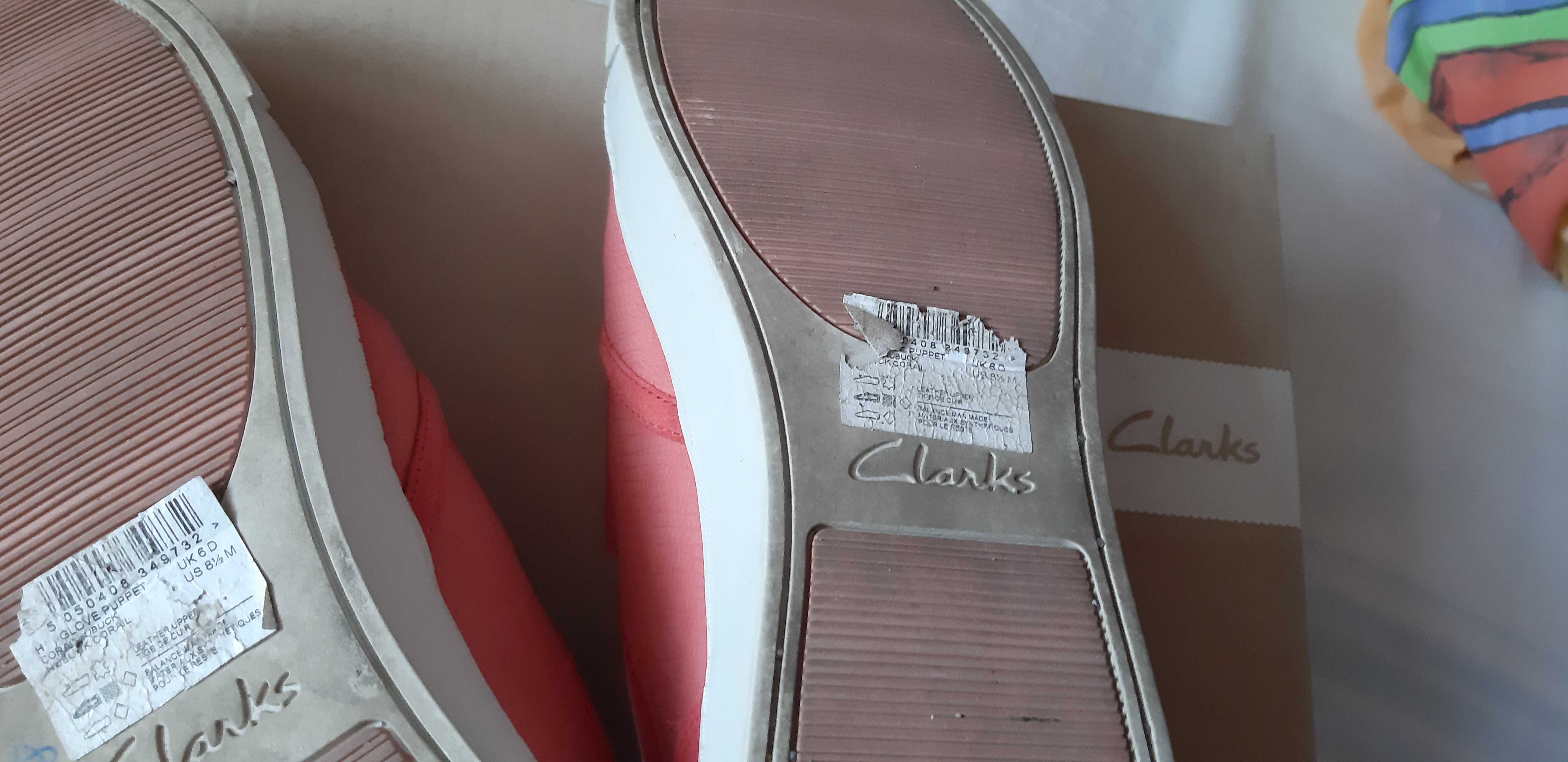 Кожаные женские лоферы слипоны мокасины Clarks длина по стельке 24,5см