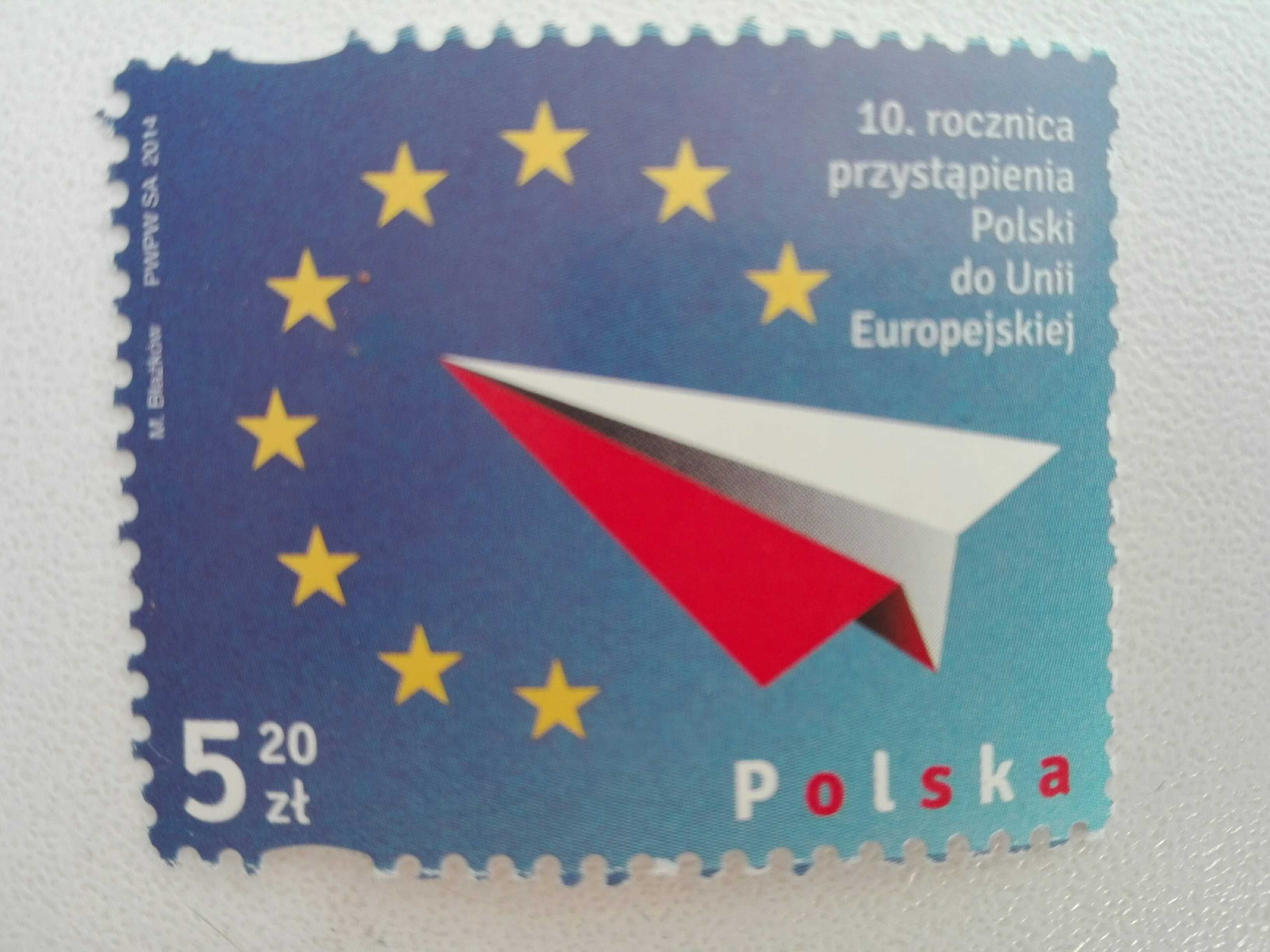 Znaczek 10 rocznica przystąpienie Polski do Unii Europejskiej
