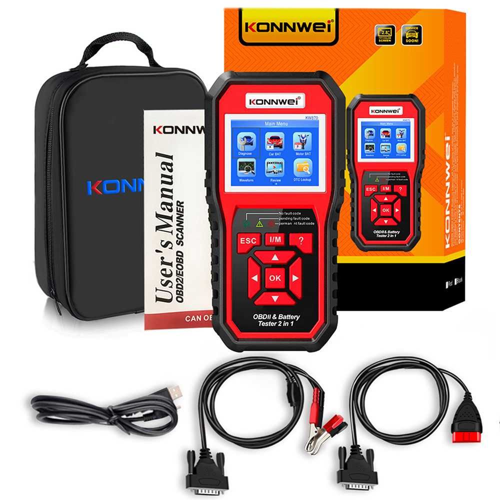 KONNWEI KW870 2 w 1 diagnostyczny skaner OBD2 tester akumulatorów