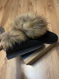 Buty sniegowe skorzane zamsz futerko jak ugg naturalne 39